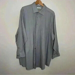 Mens Van Heusen Gray Solid Dress Shirt Size 18 1/2-32/33 Big & Tall, EUC